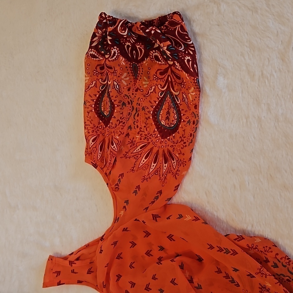 Arizona The Original Jean Company. Cold Shoulder Boho Top Size S orange  floral - Picture 12 of 16